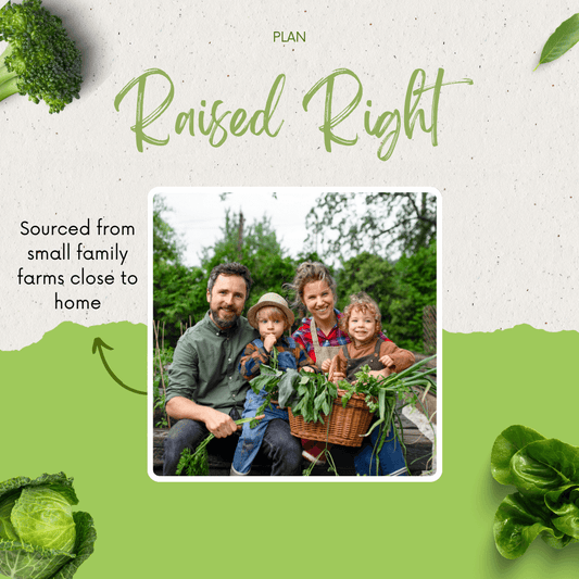 Weekly Dinner Plan featuring a family gathering fresh produce from local farms.