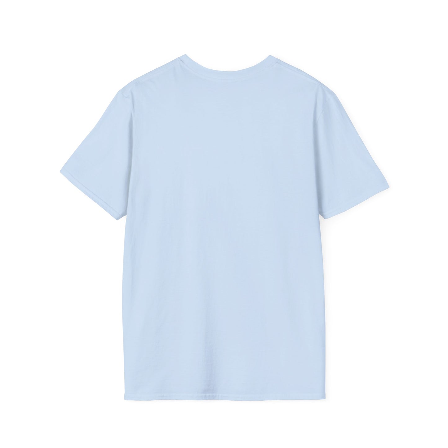 Back view of a light blue unisex tee, perfect for gym lovers and casual wear.