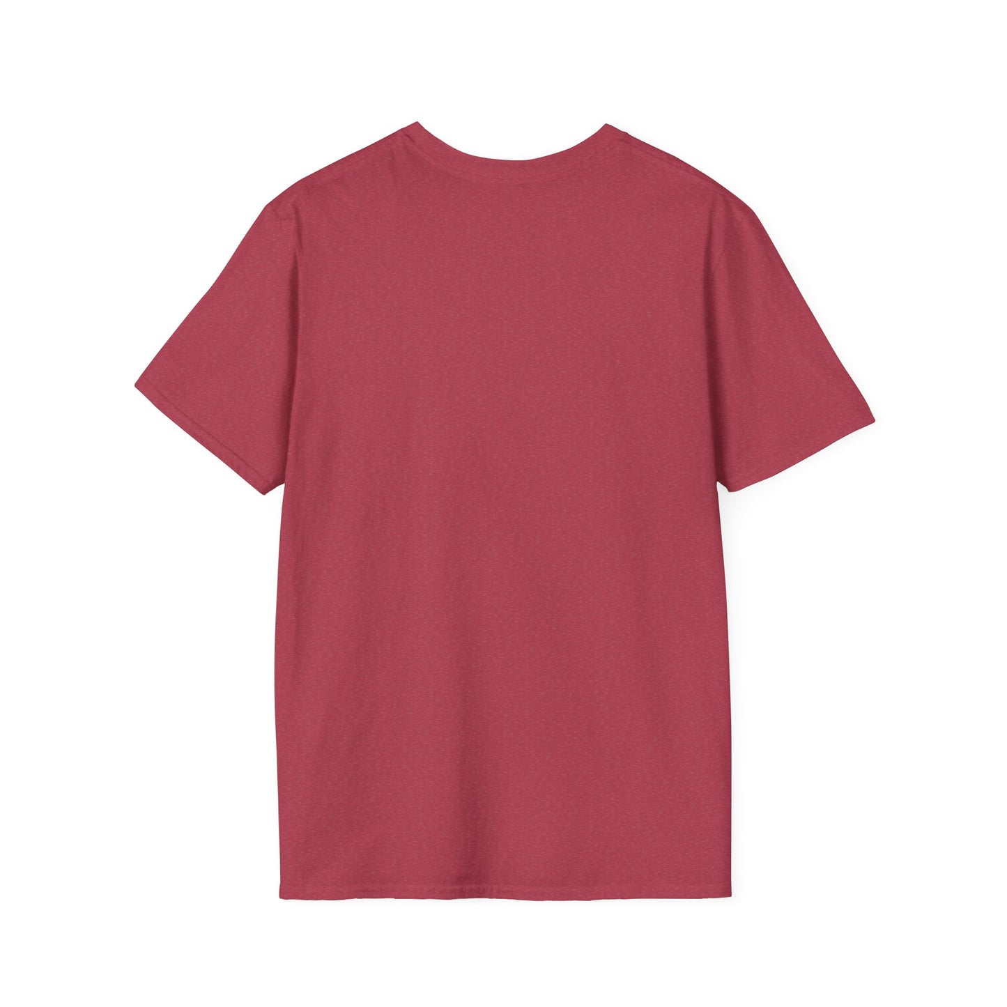 Back view of a unisex softstyle tee in burgundy, designed for comfort during workouts or casual outings.