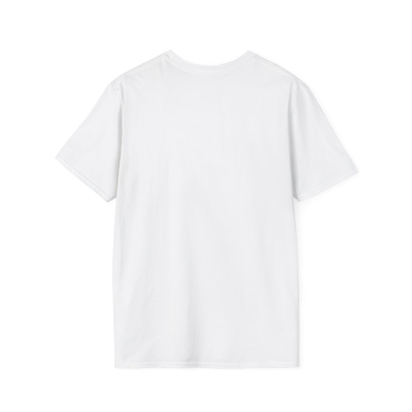 Back view of a plain white unisex t-shirt, ideal for casual wear and workouts.