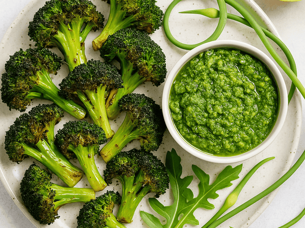 🍋 Lemon-Garlic Scape Pesto with Roasted Broccoli
