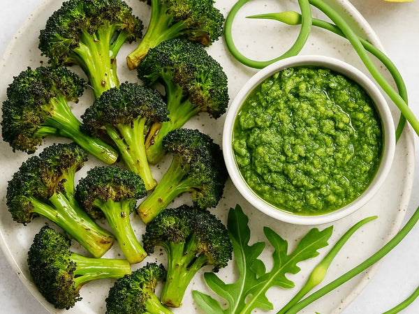 🍋 Lemon-Garlic Scape Pesto with Roasted Broccoli