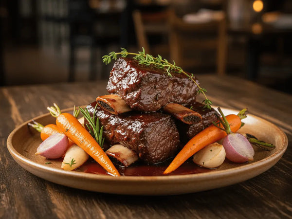 Red Wine Braised Beef Short Ribs with Root Vegetables