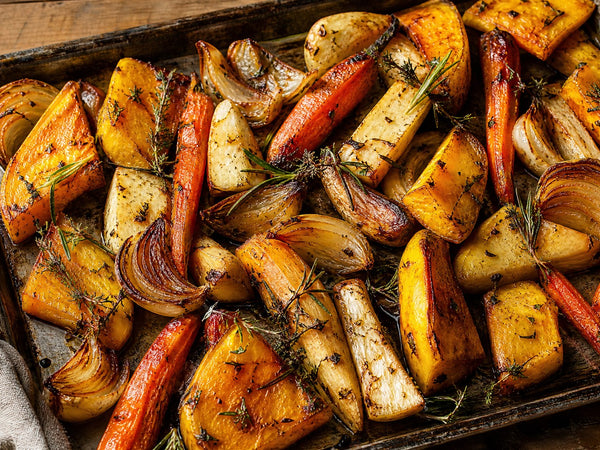 Sheet-Pan Sweet Potatoes, Carrots & Candy Onions
