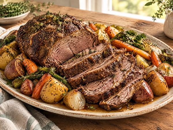 Slow-Cooked Grass-Fed Beef Roast with Seasonal Vegetables