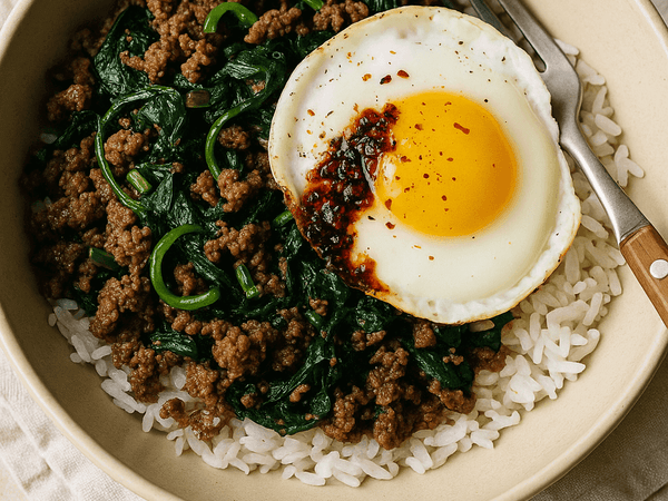 🥩 Savory Beef & Spinach Rice Bowl