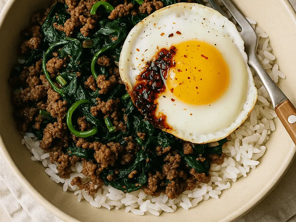 🥩 Savory Beef & Spinach Rice Bowl
