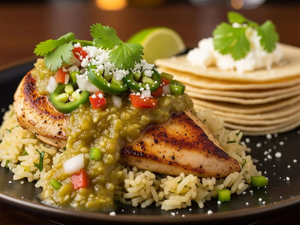 🫑 Tomatillo-Poblano Salsa over Grilled Chicken