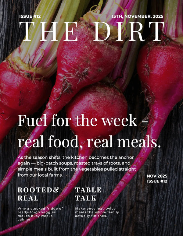 The Dirt #12 — Rooted & Real: What’s Fresh, What’s Coming, and How to Cook It Iron & Acre