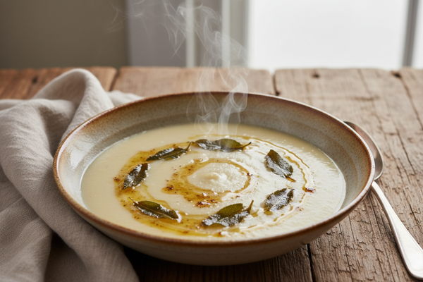 Creamy Sunchoke Soup with Brown Butter & Crispy Sage