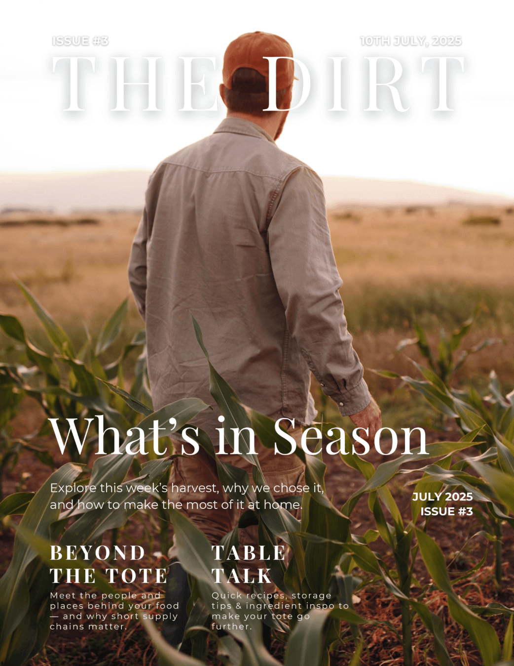 Dirt Issue #3 From Field to Tote: What Made This Week Special cover image with a man in a field.
