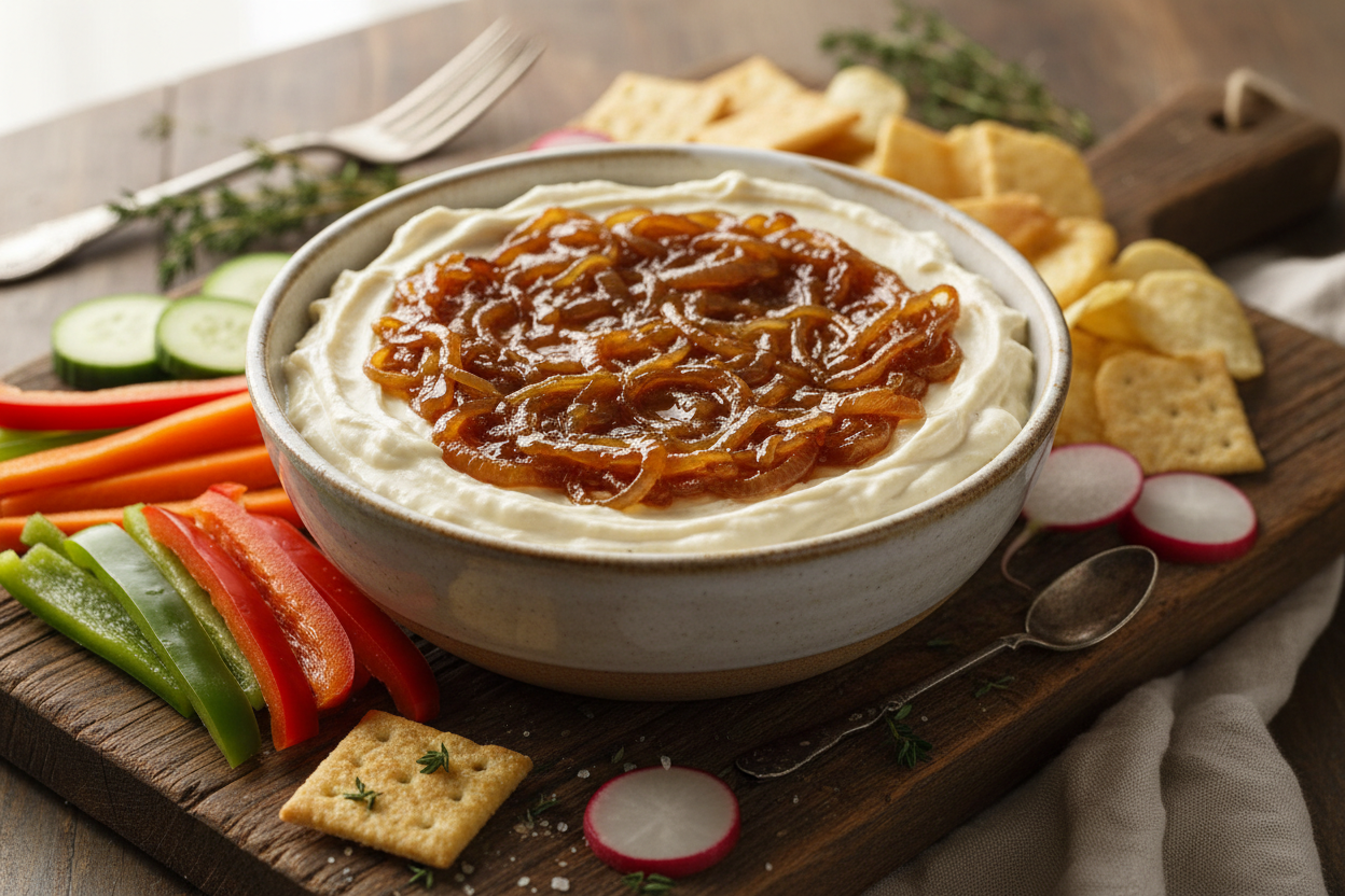 French Onion Dip with Slow-Caramelized Candy Yellow Onions