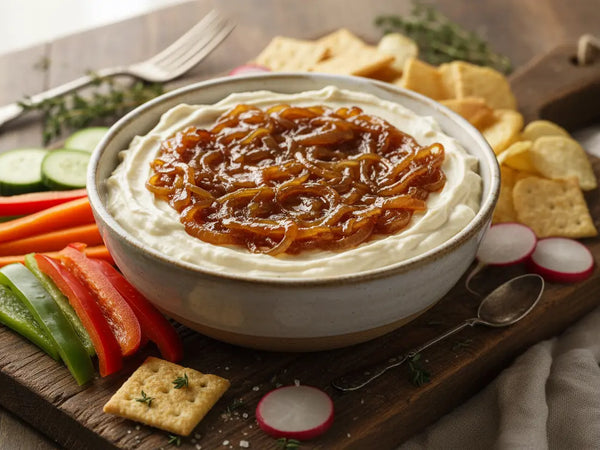 French Onion Dip with Slow-Caramelized Candy Yellow Onions