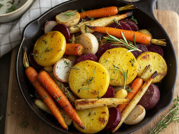 Midwest Winter Roasted Root Vegetable Medley with Carola Potatoes