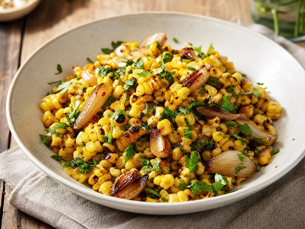 Charred Corn and Shallot Salad with Herb Vinaigrette