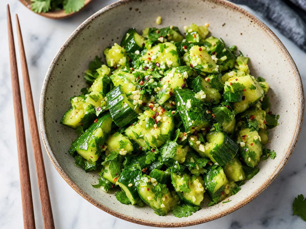 Smashed Cucumber Salad with Fresh Garlic