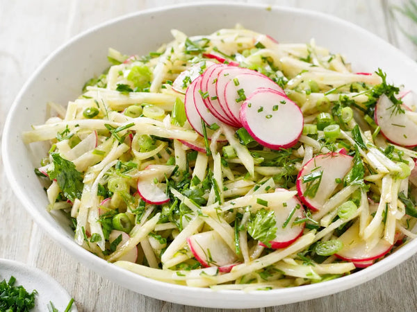 Kohlrabi & Radish Slaw with Maple-Miso Dressing