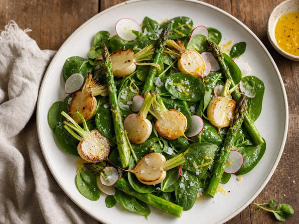 Roasted Hakurei Turnip & Asparagus Salad with Cara Cara Vinaigrette