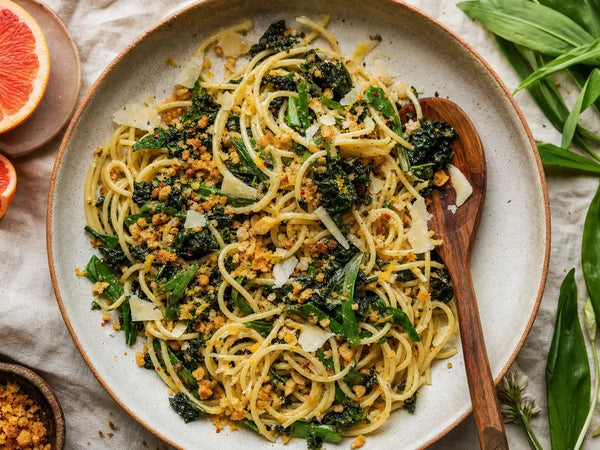 Wild Garlic & Curly Kale Pasta with Toasted Breadcrumbs