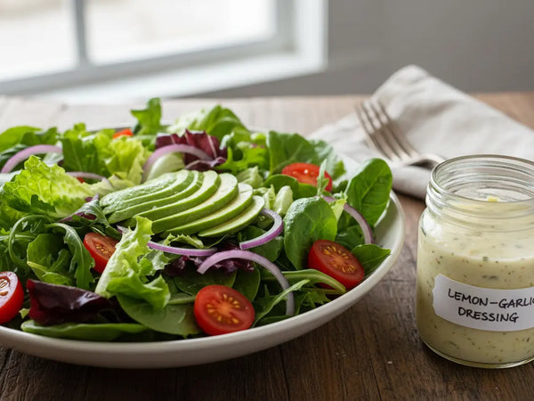 Simple Farm Salad Greens with Lemon-Garlic Dressing