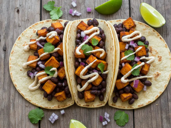 Sweet Potato & Black Bean Tacos with Chipotle Crema