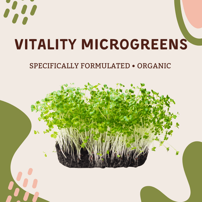 Fresh microgreens vitality mix in a tray, showcasing vibrant greens for healthy dishes.