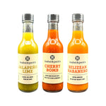 Iron & Acre Hot Sauce Flight with Jalapeño Lime, Cherry Bomb and Belizean Habanero