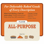 Janie's Mill - Organic All-Purpose Flour (3lb) packaging with product details and ideal uses for baking.