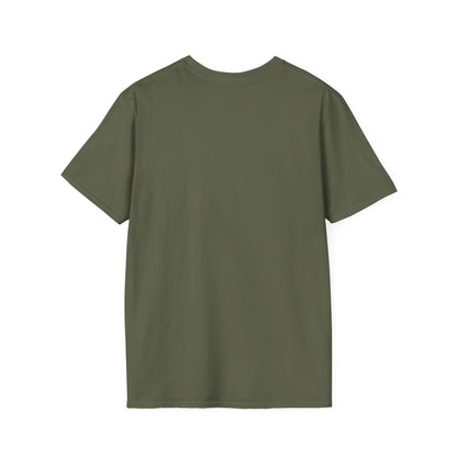 Back view of an olive green unisex t-shirt, ideal for gym workouts and casual wear.