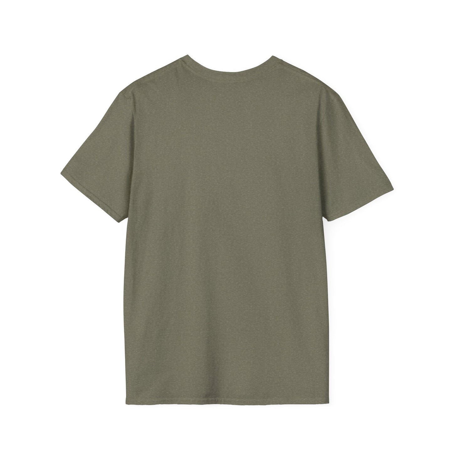 Back view of the unisex softstyle t-shirt in olive green, ideal for gym enthusiasts and casual wear.