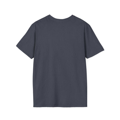 Back view of a unisex softstyle fitness tee in navy blue, ideal for gym lovers and casual wear.