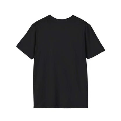 Back view of a unisex softstyle t-shirt in black, perfect for fitness enthusiasts and casual wear.