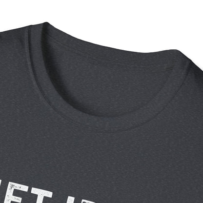 Close-up of the neckline of a comfortable unisex fitness tee featuring a motivational design.