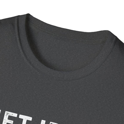 Close-up of the neckline of the Lift Iron Eat Beef unisex tee, showcasing a comfortable fabric perfect for gym enthusiasts.