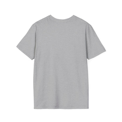 Back view of a unisex softstyle grey tee, perfect for gym workouts and casual wear.