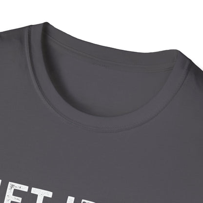 Close-up of the neckline of The Lift Iron Eat Beef Unisex Tee, featuring a comfortable fit and stylish design.