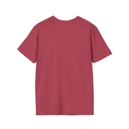 Back view of a unisex softstyle tee in burgundy, designed for comfort during workouts or casual outings.