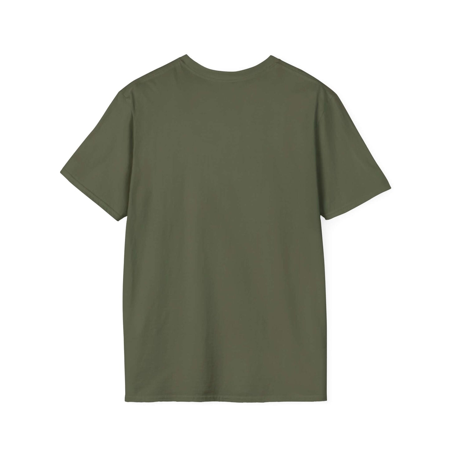 Back view of olive green unisex fitness tee, perfect for workouts or casual wear.